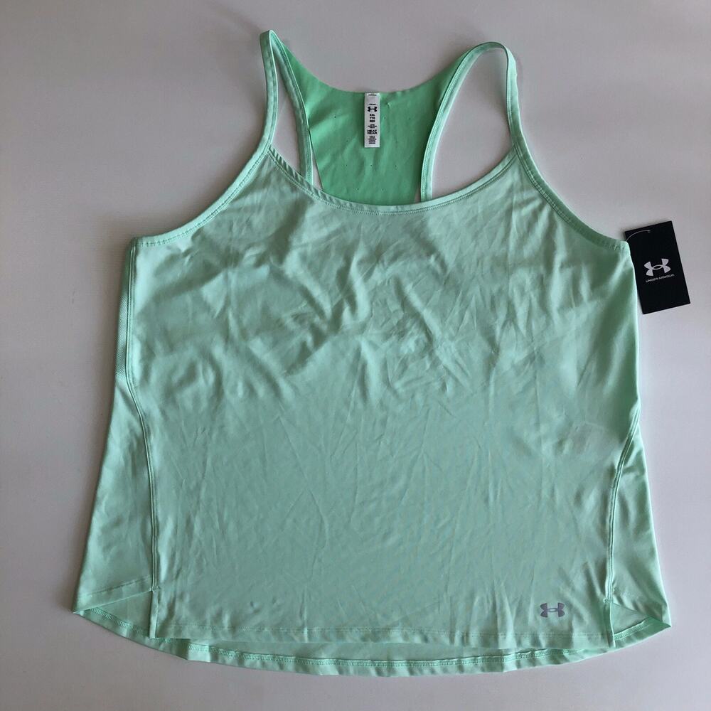 Under Armour Heat Gear Women’s Green Racer Back Running Tank Top Sz 2XL